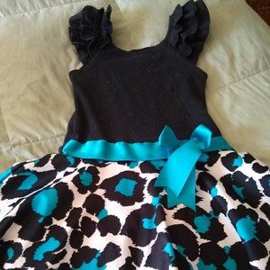 GUC 4T Rare Editions Dress Turquoise Leopard Print